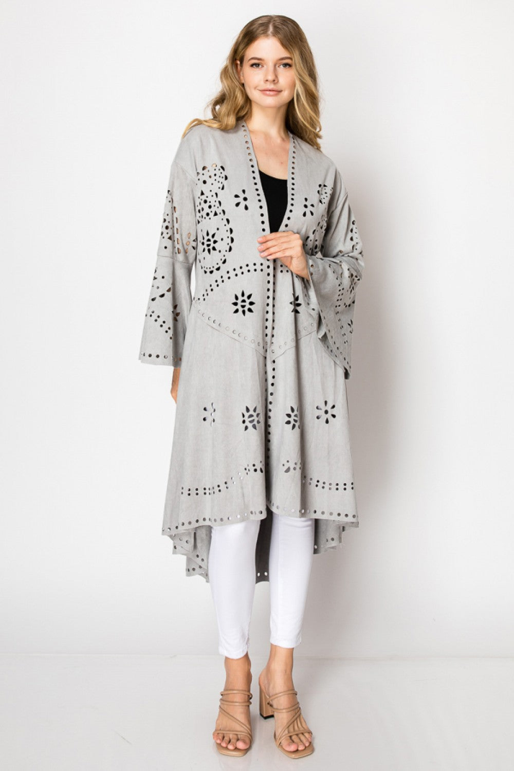 Grey Suede Laser Cut Jacket