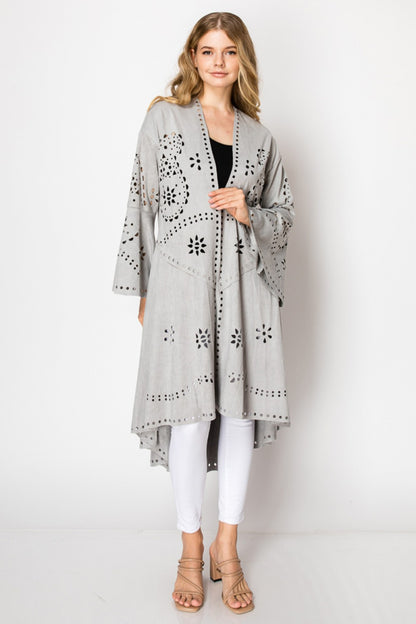 Grey Suede Laser Cut Jacket