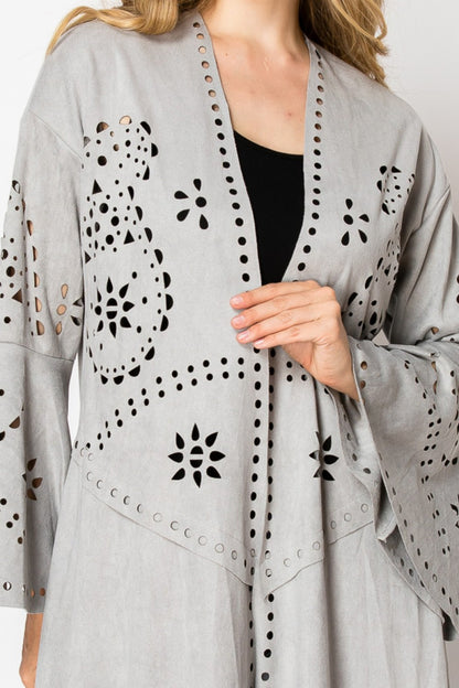 Grey Suede Laser Cut Jacket