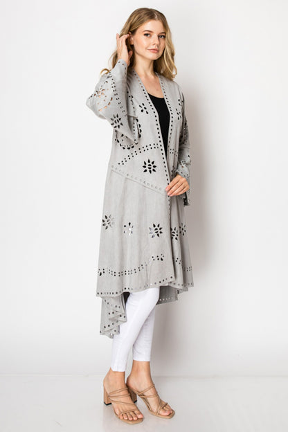 Grey Suede Laser Cut Jacket