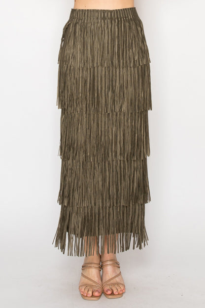 Layered Fringe Tiered Skirt