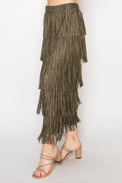 Layered Fringe Tiered Skirt