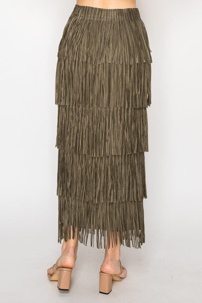 Layered Fringe Tiered Skirt
