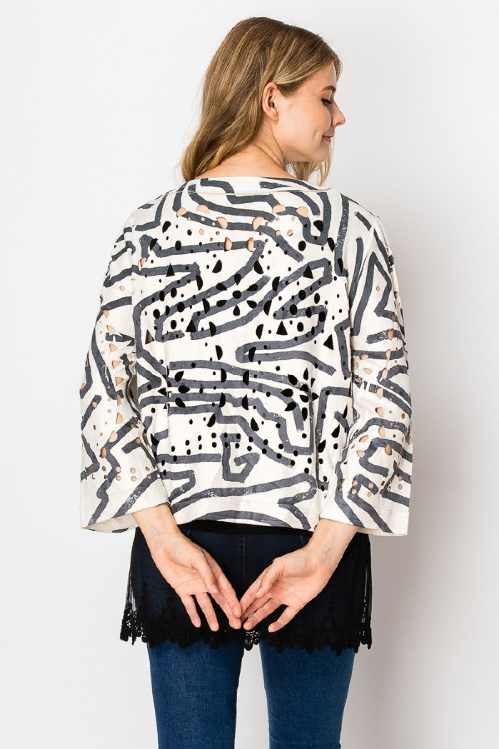 Faux Suede Short Cut Jacket Print