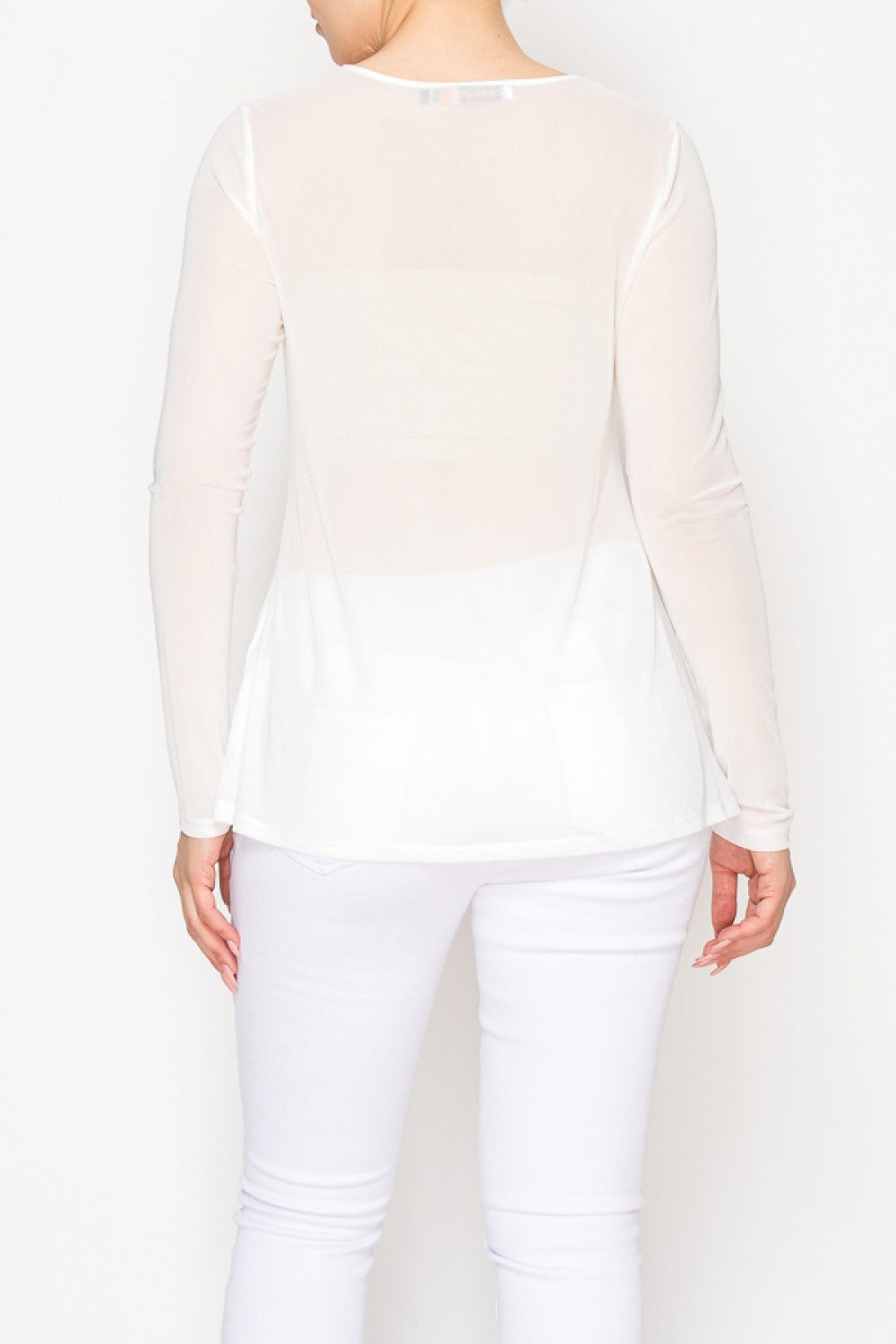 Long Sleeve Mesh Top Ivory