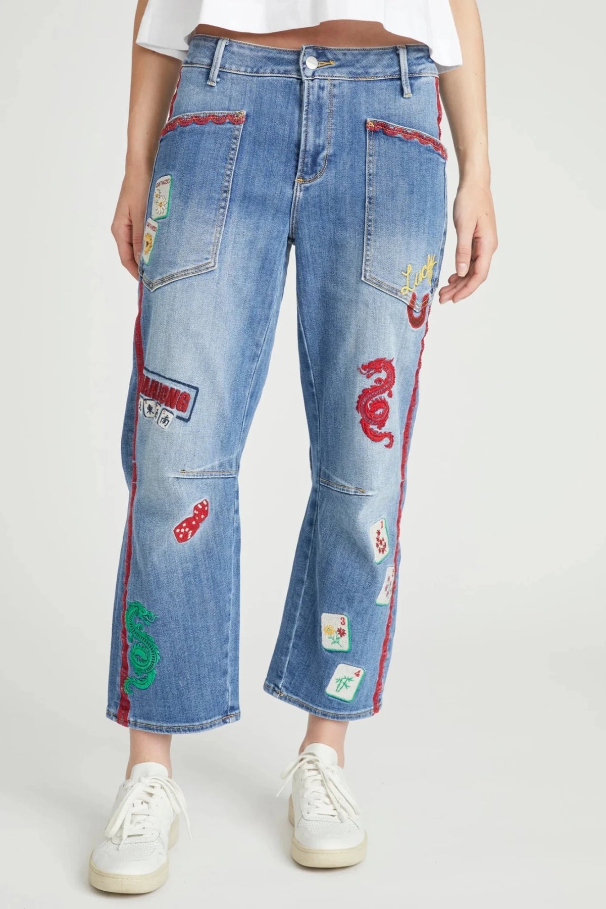 Manjean Embroidery Jeans - Vintage Vault Boutique