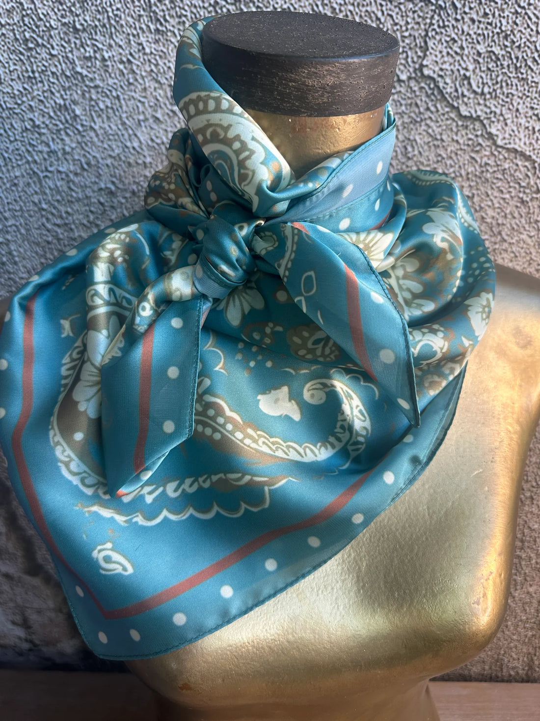 Wild Rag Scarf Turquoise Rust Paisley