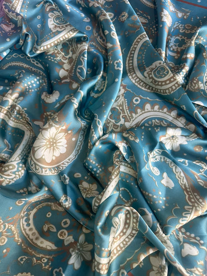 Wild Rag Scarf Turquoise Rust Paisley