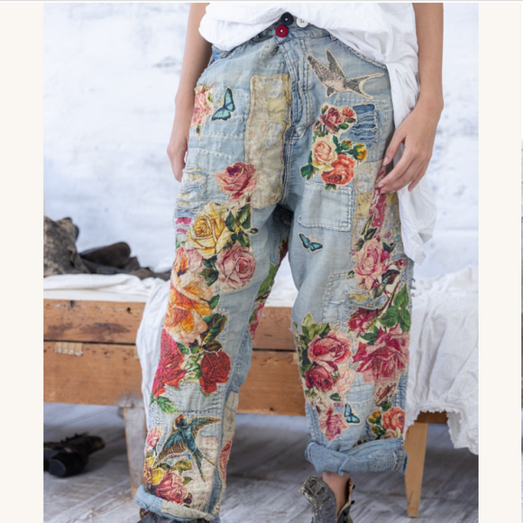 PANT 521 Quilts and Roses Miner Pants  Faded Indigo