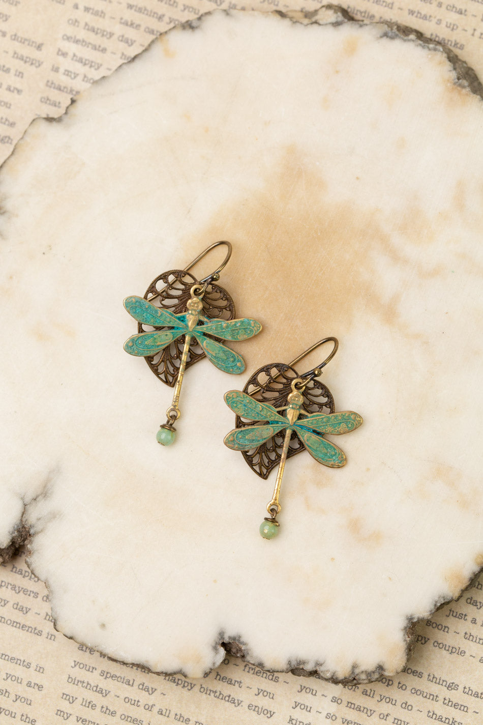 Rustic Creek Dragonfly Leaf Earrings E002