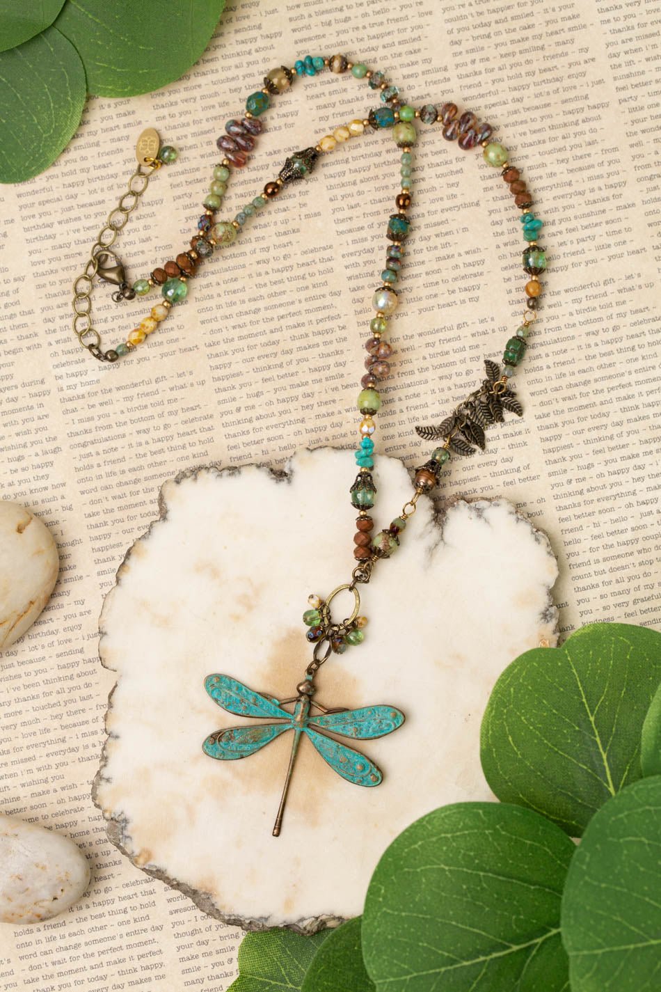 Rustic Creek Dragonfly Necklace N005-4 - Vintage Vault Boutique