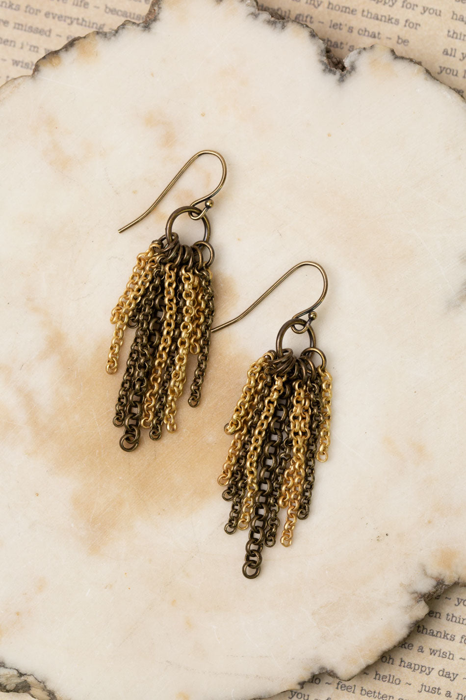 Rustic Creek Chain Cluster Earrings E073