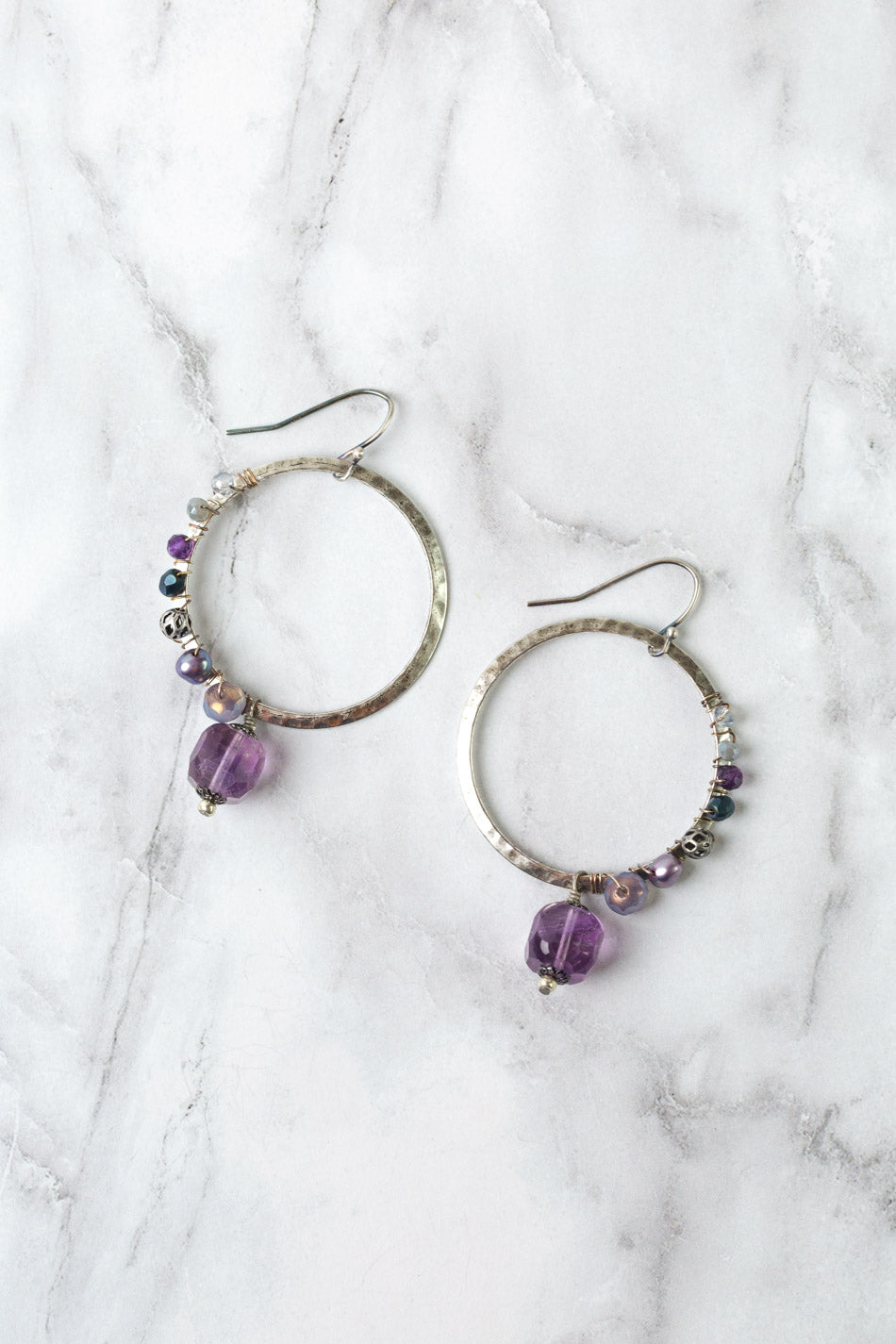 Reflections Amethyst, Crystal, Freshwater Pearl Statement Earrings