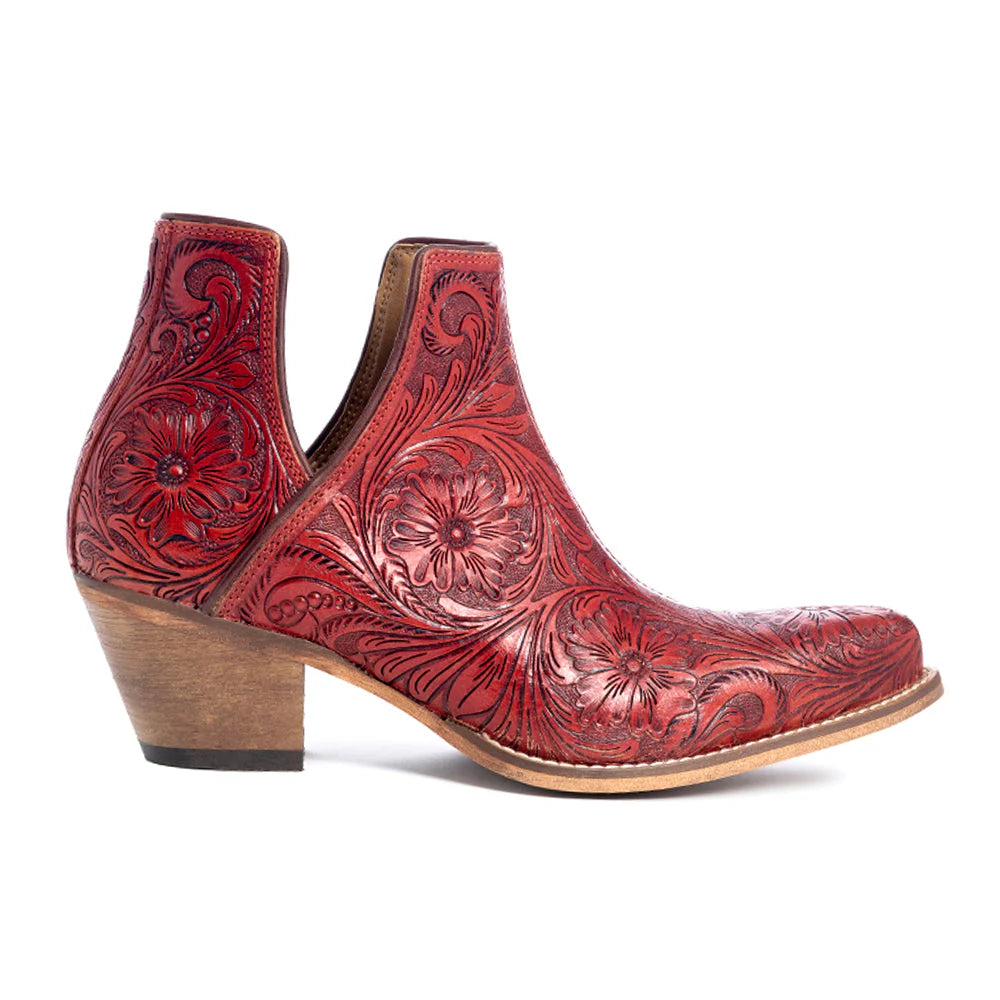 Scarlet Western Tooled Booties