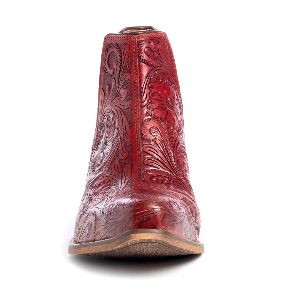 Scarlet Western Tooled Booties