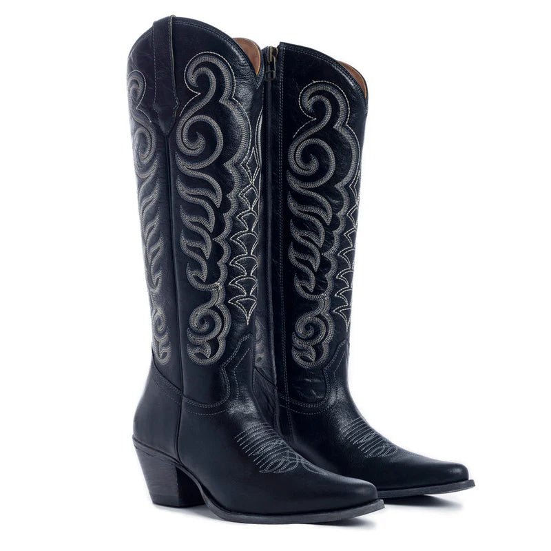 Ebony Stitched Western Tall Boot - Vintage Vault Boutique