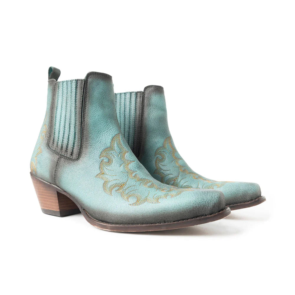 Teal Western Stitched Bootie