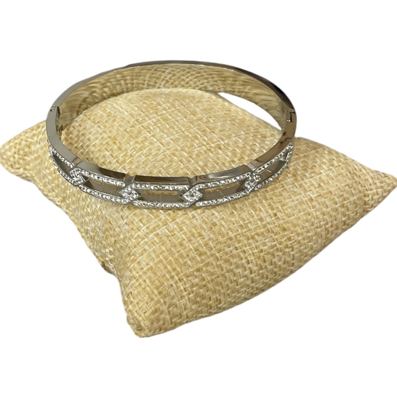 Stainless Steel with Rhinestone Twist Bracelet