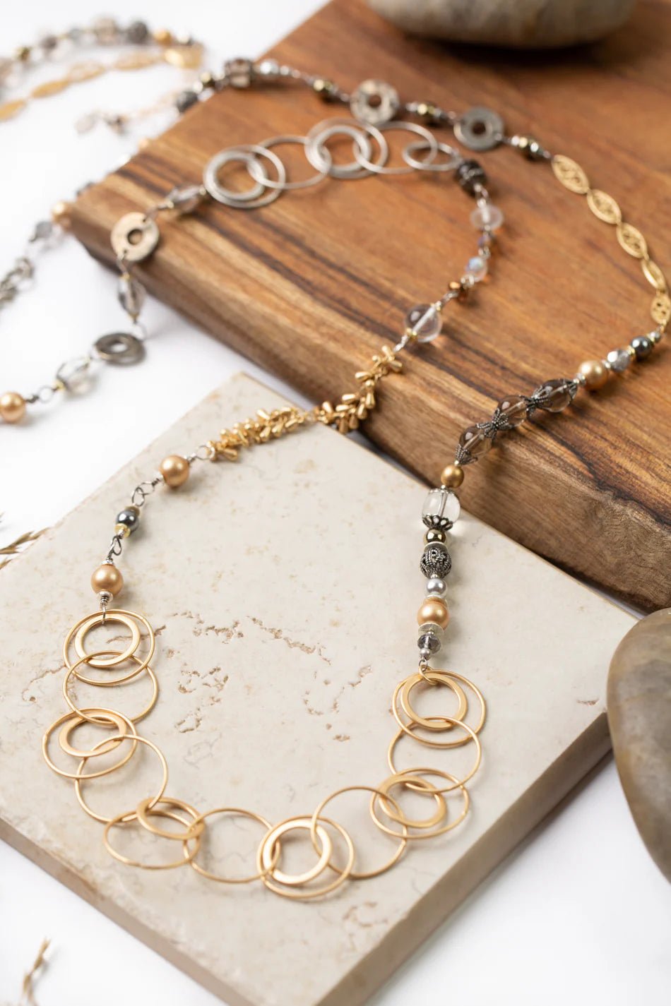 Silver &amp; Gold Collage Necklace N51 - Vintage Vault Boutique
