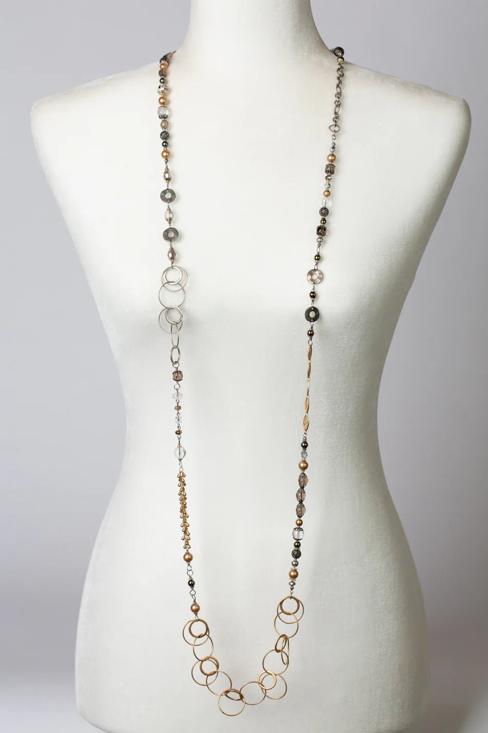 Silver &amp; Gold Collage Necklace N51 - Vintage Vault Boutique