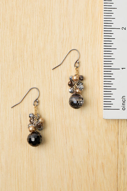 Silver &amp; Gold Cluster Earrings E058