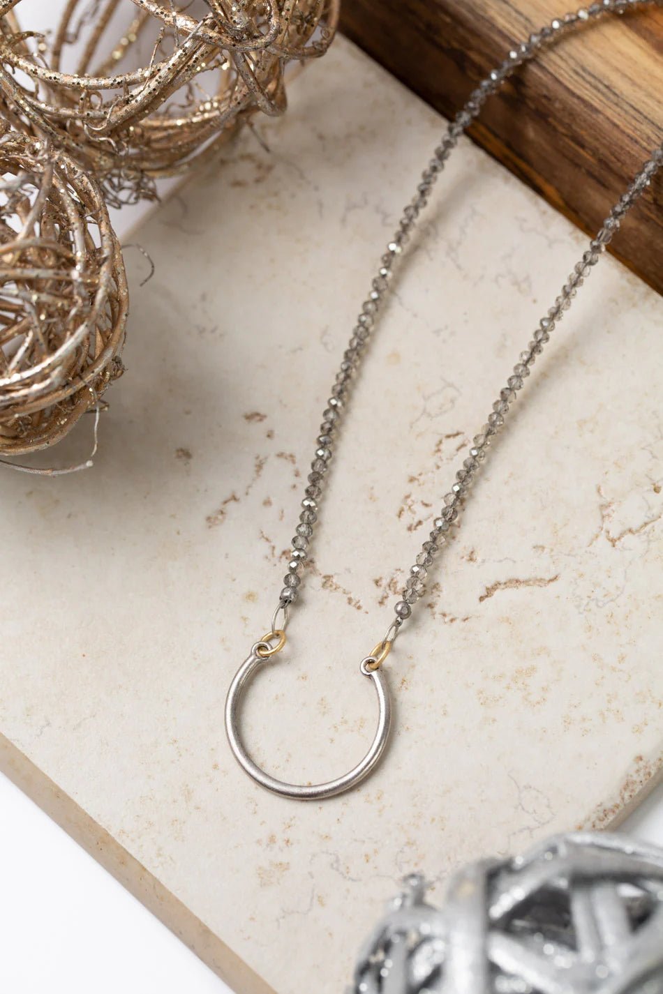 Silver &amp; Gold Simple Necklace N067 - Vintage Vault Boutique