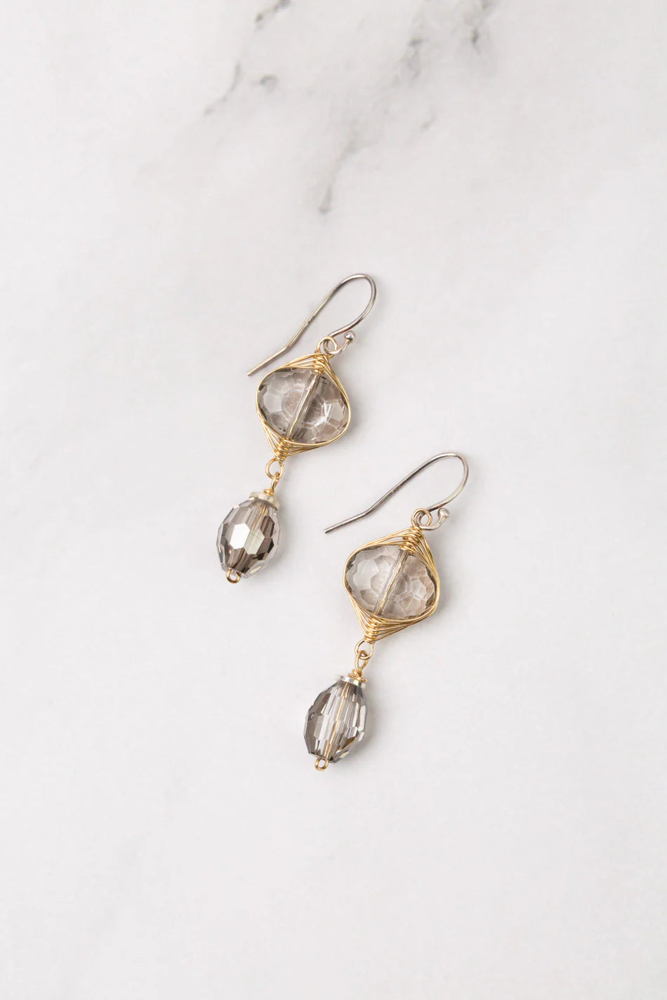 Silver &amp; Gold Herringbone Earrings E82