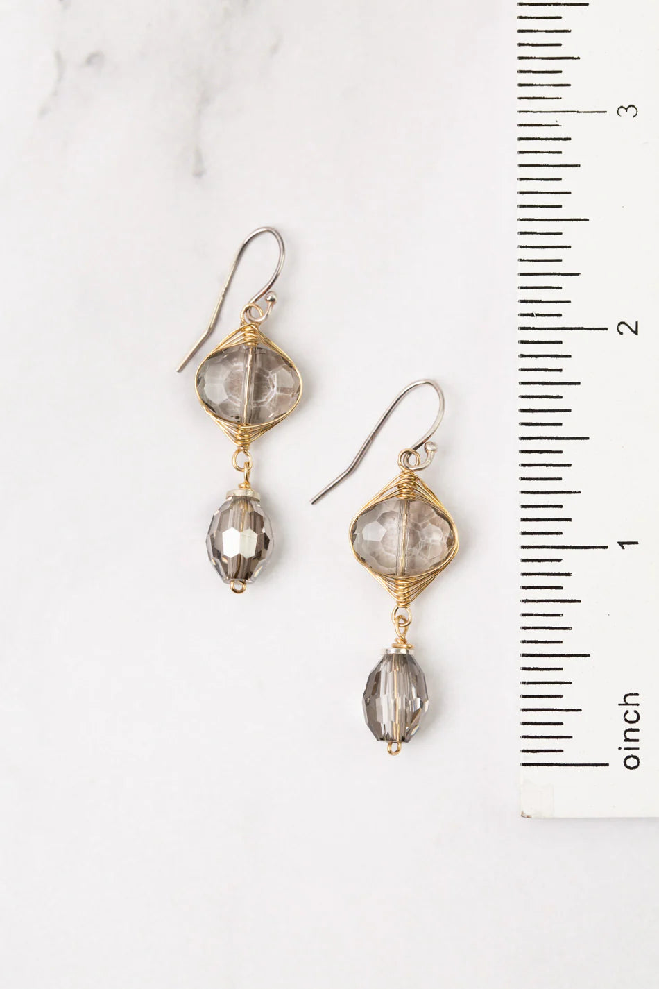 Silver &amp; Gold Herringbone Earrings E82