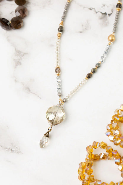 Silver &amp; Gold Crystal Collage Necklace N088-2