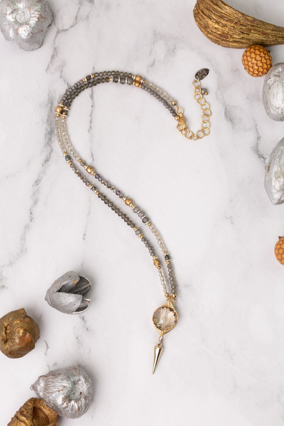 Silver &amp; Gold Collage Necklace N092 - Vintage Vault Boutique
