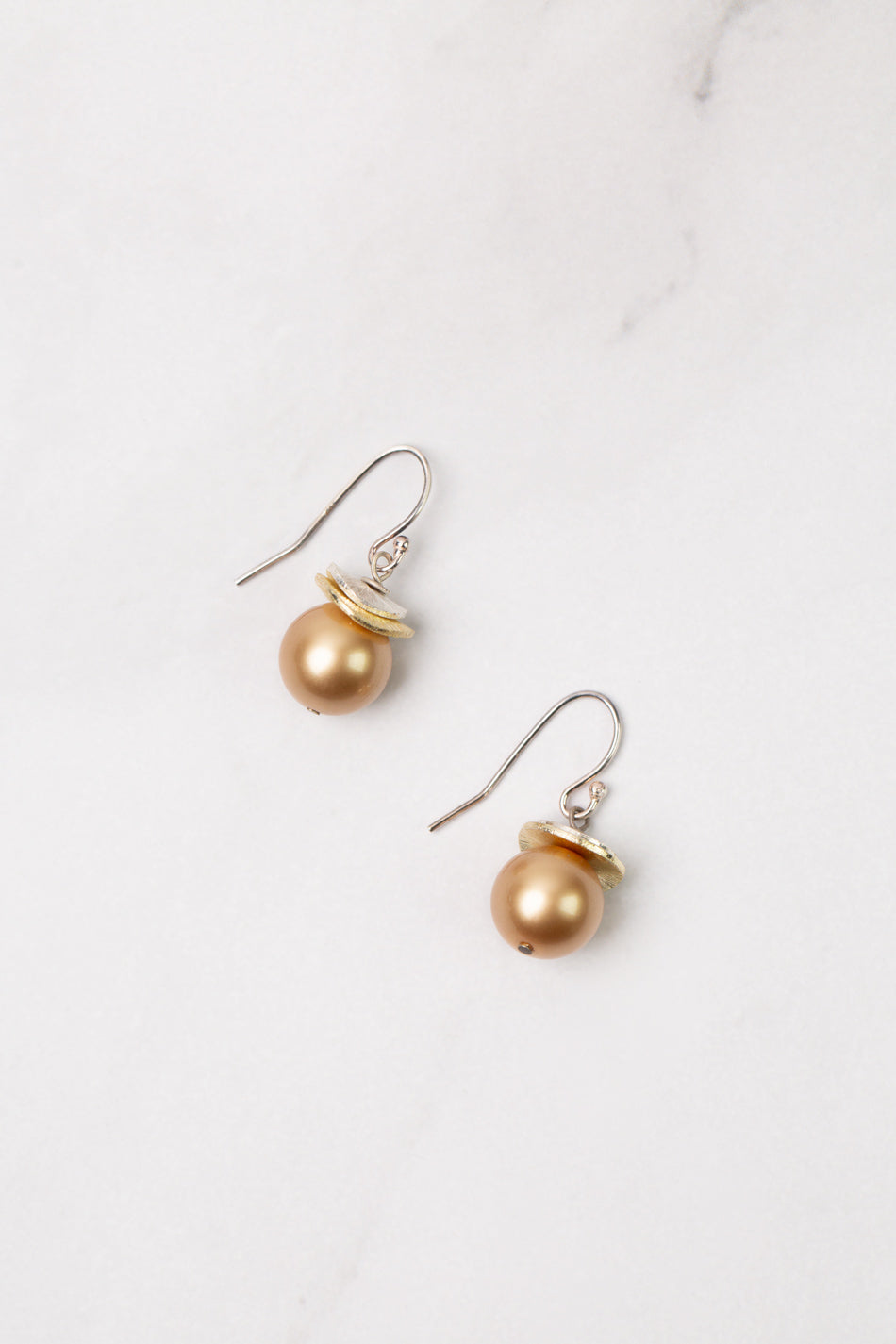 Silver &amp; Gold Pearl Simple Earrings