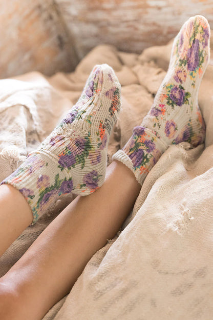 Socks 098 Floral Short Socks Solene