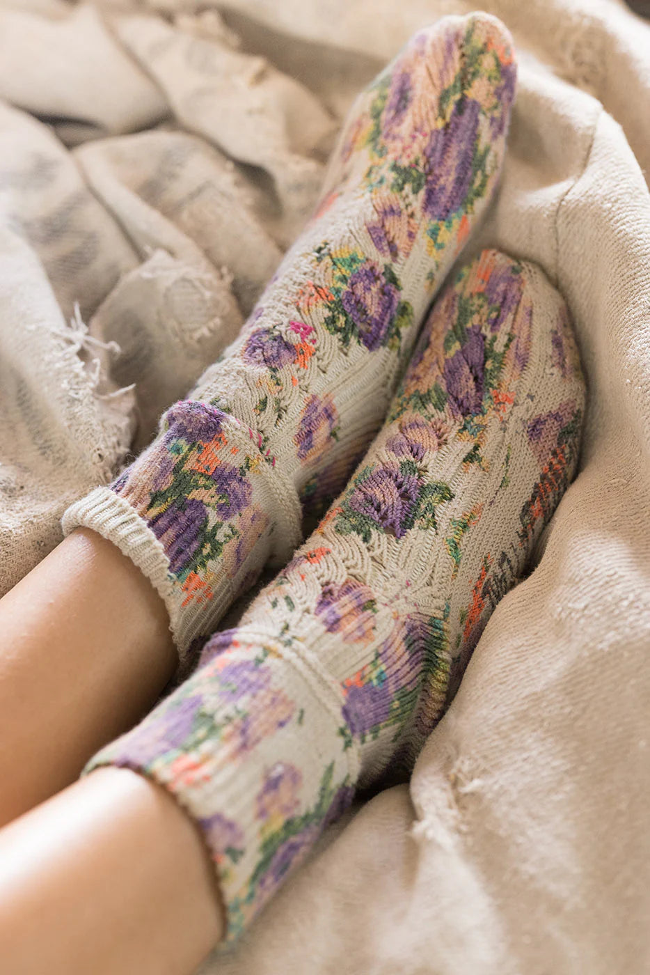 Socks 098 Floral Short Socks Solene