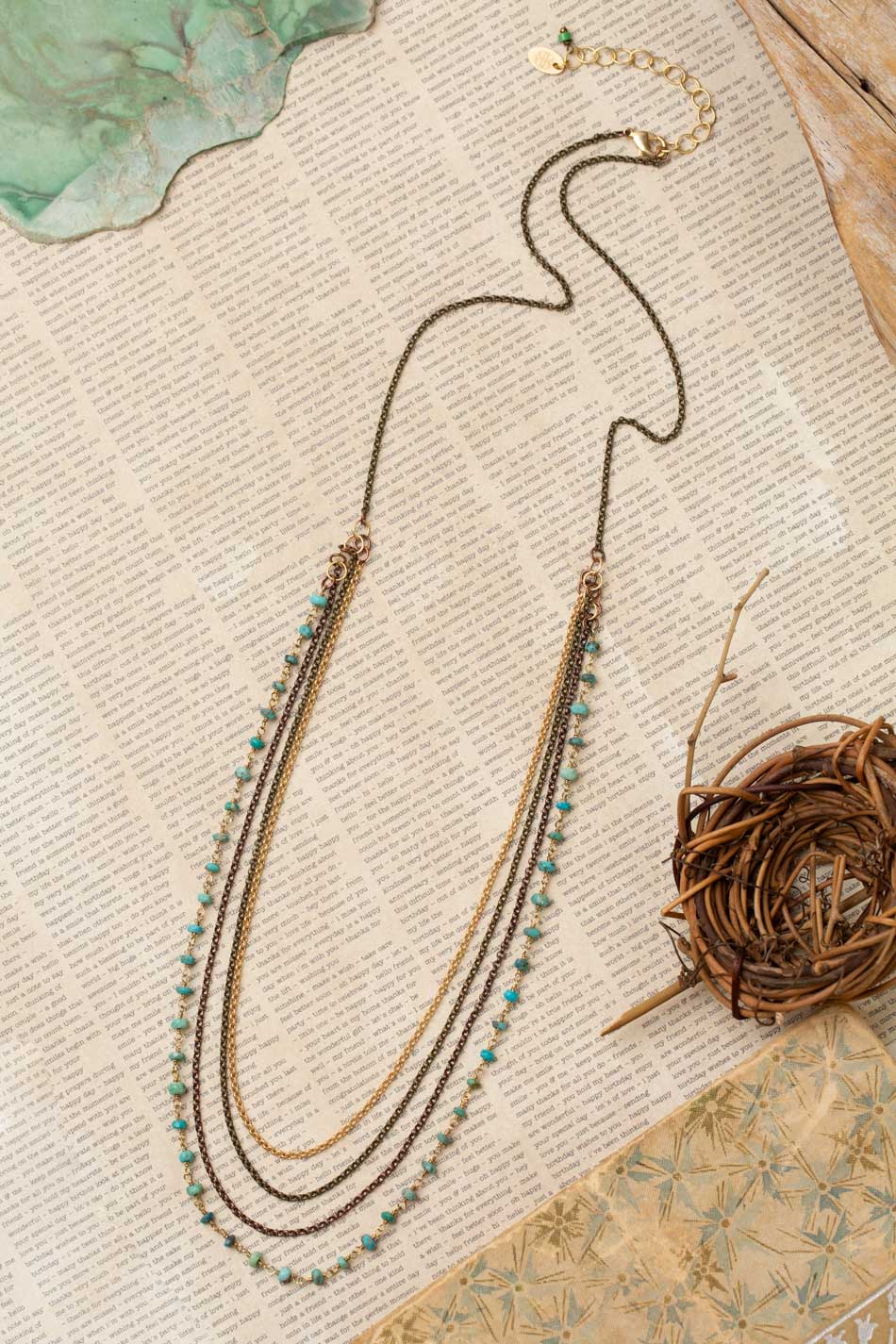 Soulful 27-29&quot; Turquoise Multistrand Necklace