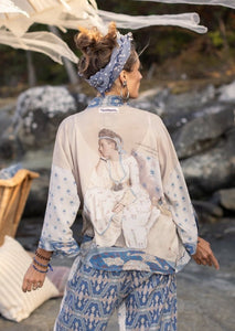 Back view of model wearing Head in the Clouds Artist Pant and Head in the Clouds Cropped Kimono.