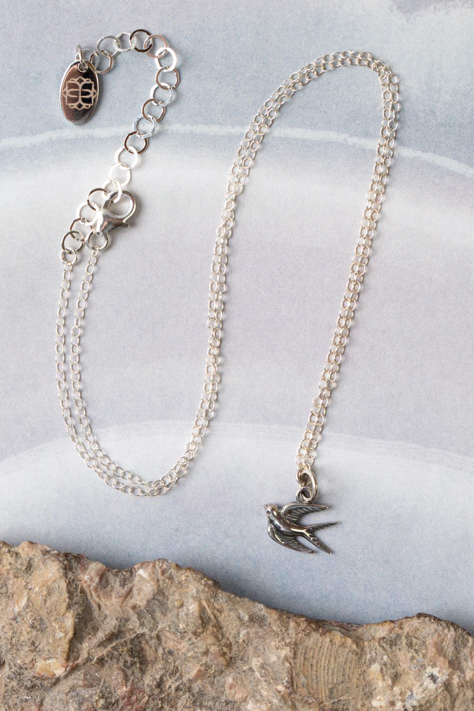 Sentiment 15.75-17.75&quot; Simple Sterling Silver Bird Necklace