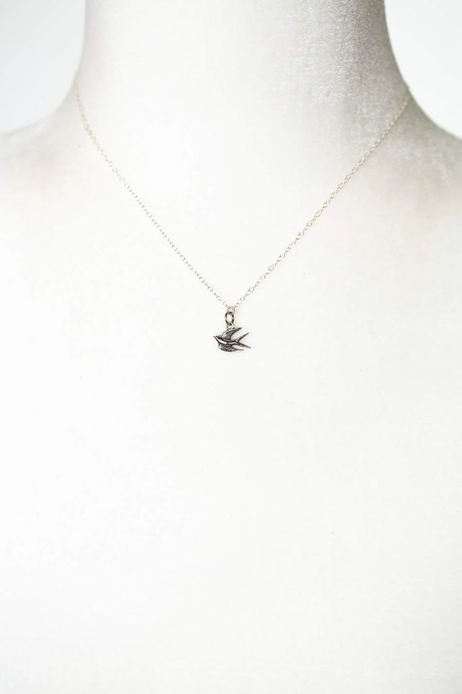 Sentiment 15.75-17.75&quot; Simple Sterling Silver Bird Necklace