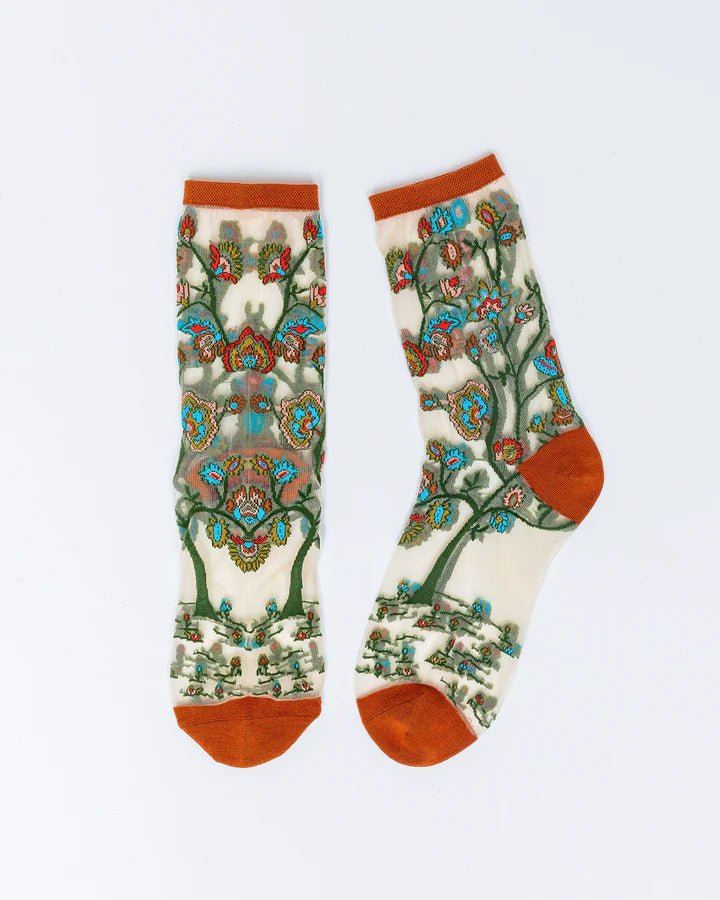 Tree of Life Sheer Crew Sock - Vintage Vault Boutique