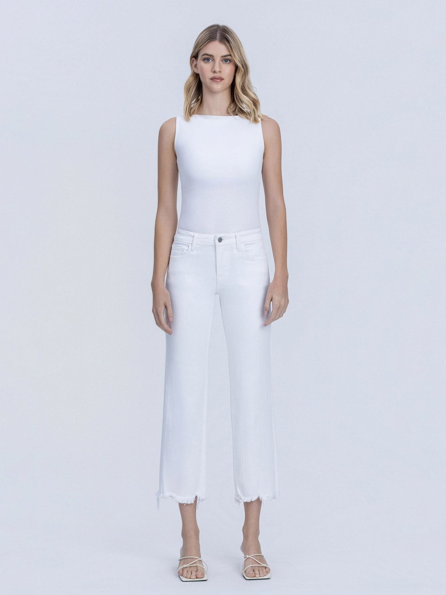 Mid Rise Uneven Hem Crop Jeans - Vintage Vault Boutique