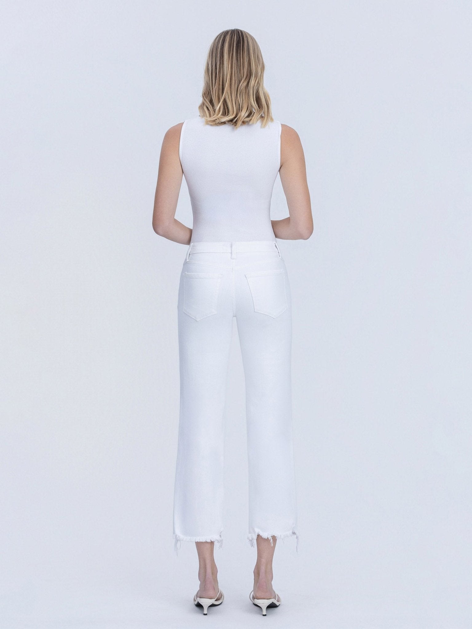 Mid Rise Uneven Hem Crop Jeans - Vintage Vault Boutique