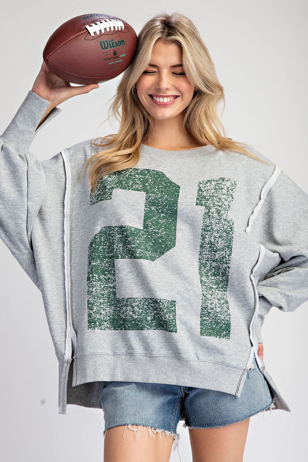 Faded Varsity Pullover Top