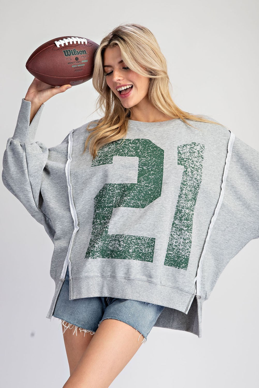 Faded Varsity Pullover Top
