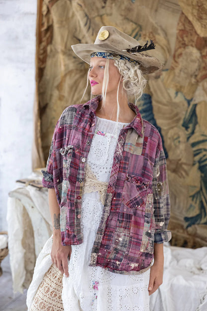 Top 1508 Patchwork Kelly Western Shirt  Madras Pink