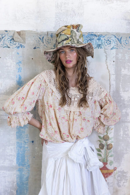 Top 1566 Crochet Yoke Keira Blouse