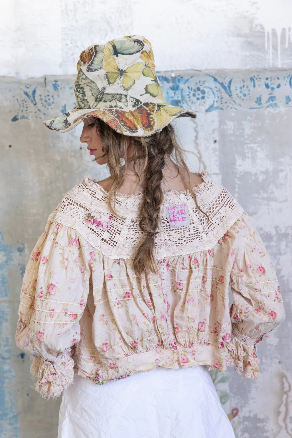 Top 1566 Crochet Yoke Keira Blouse