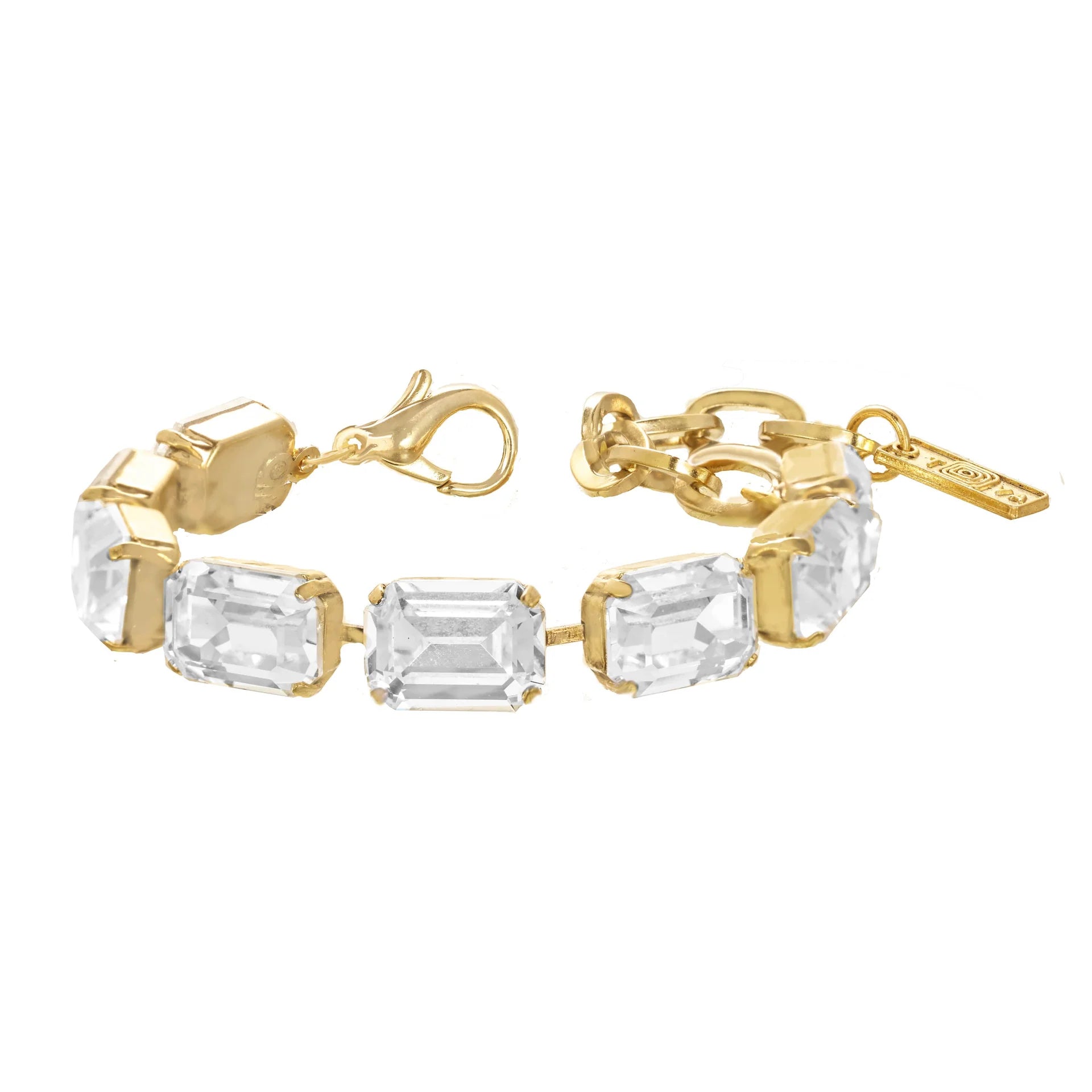 Monique Bracelet in Antique Silver and Clear - Vintage Vault Boutique
