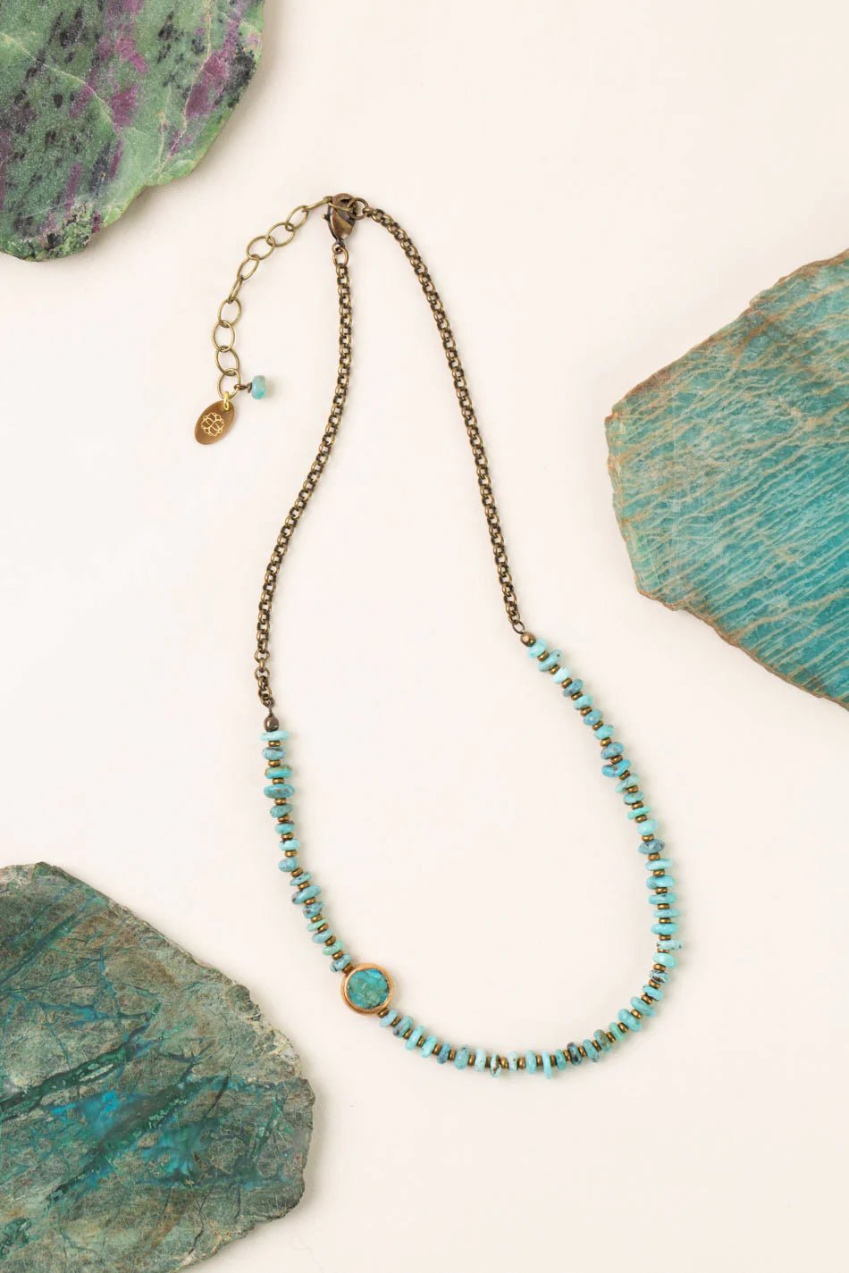 Transcend Turquoise Bezel Necklace N001 - Vintage Vault Boutique