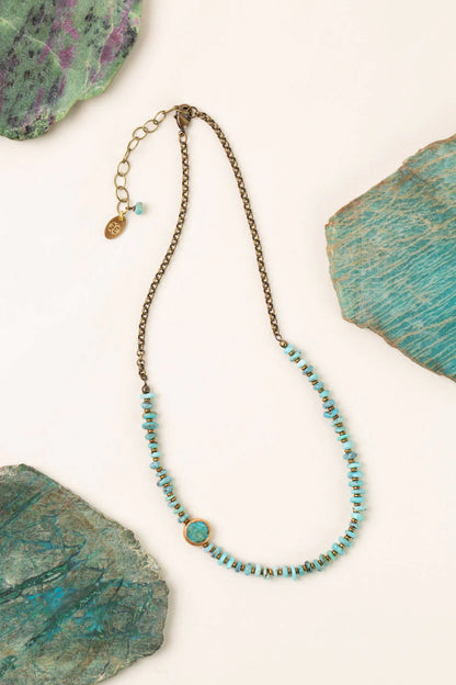 Transcend Turquoise Bezel Necklace N001