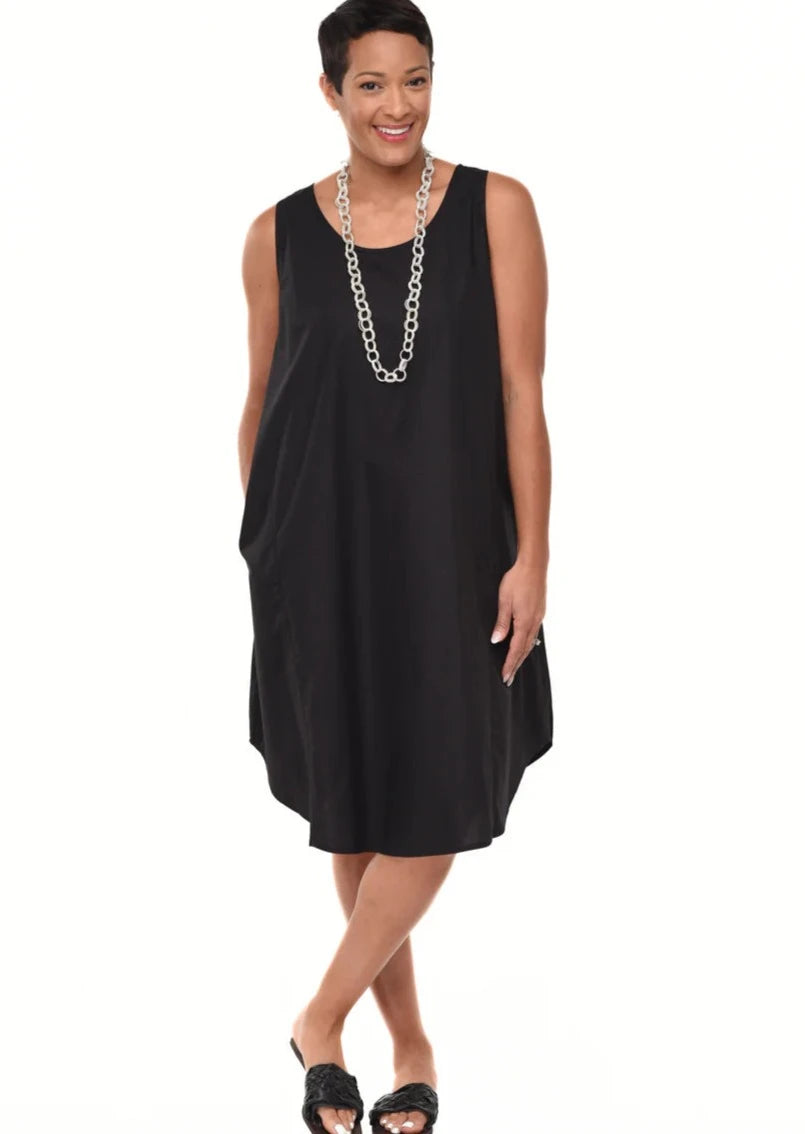 front view of Teri Sleeveless Cotton Dress on a model