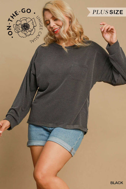 Ribbed Knit Round Neck Top 